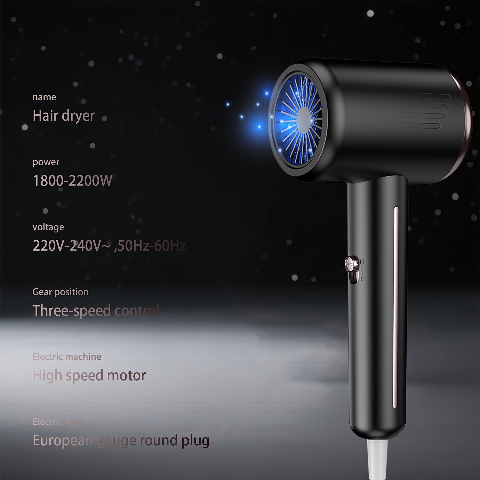 Sèche-cheveux professionnel robuste 2200 W, puissant, séchage rapide, faible bruit