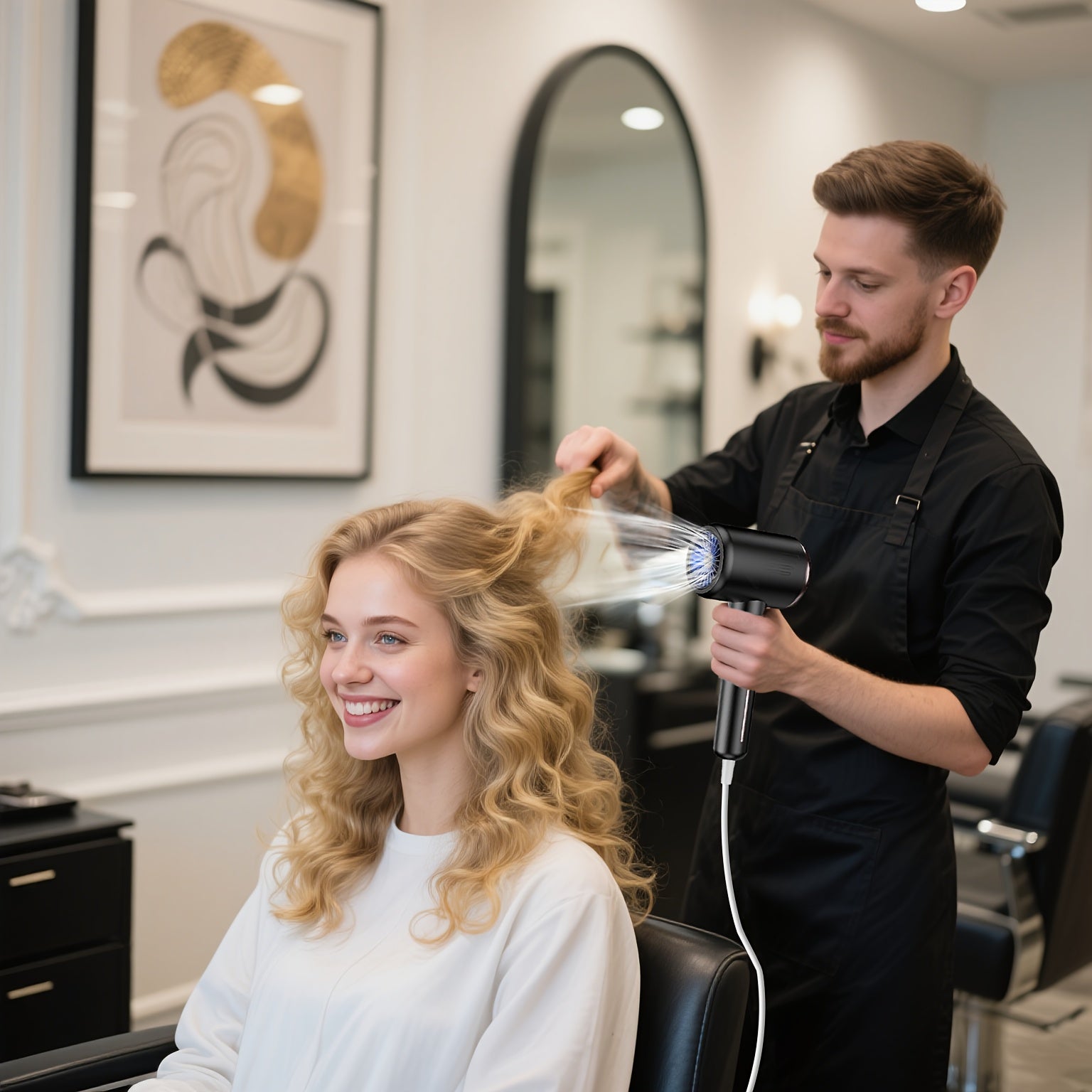 Sèche-cheveux professionnel robuste 2200 W, puissant, séchage rapide, faible bruit