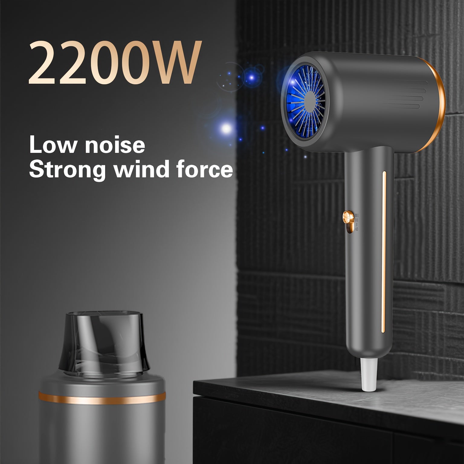 Sèche-cheveux professionnel robuste 2200 W, puissant, séchage rapide, faible bruit